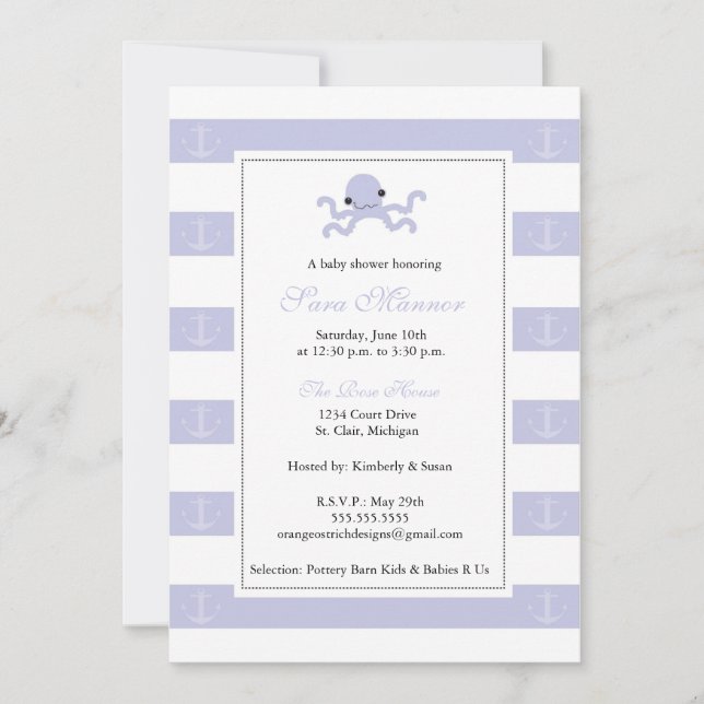 Invitation à la douche pour les garçons - Bébé Oct (Devant)