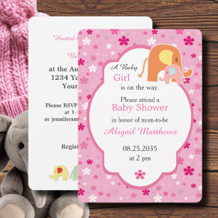 Invitation à la douche pour maman et bébé éléphant