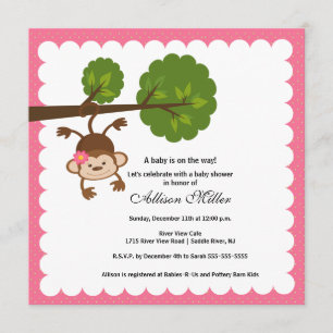 Invitation à la douche pour petite fille de singe