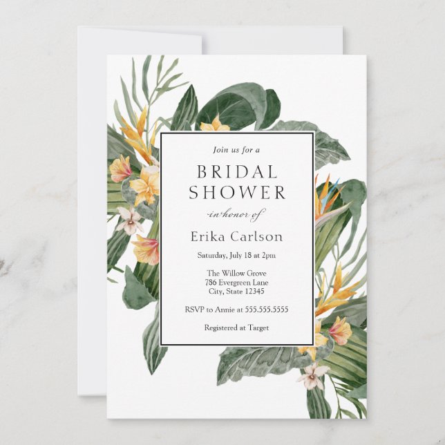 Invitation à la douche tropicale nuptiale (Devant)