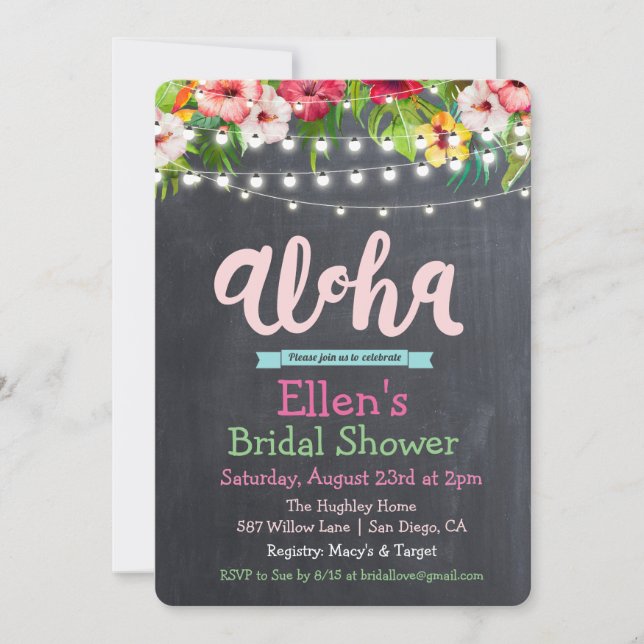 Invitation à la douche tropicale nuptiale d'Aloha  (Devant)