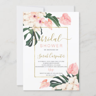 Invitation à la douche tropicale rose nuptiale