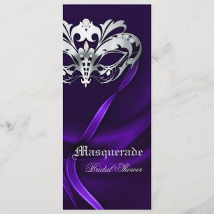 Invitation à la douche violette mascarade d'argent