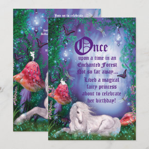 Invitation à la Fairy Unicorn Forest Party