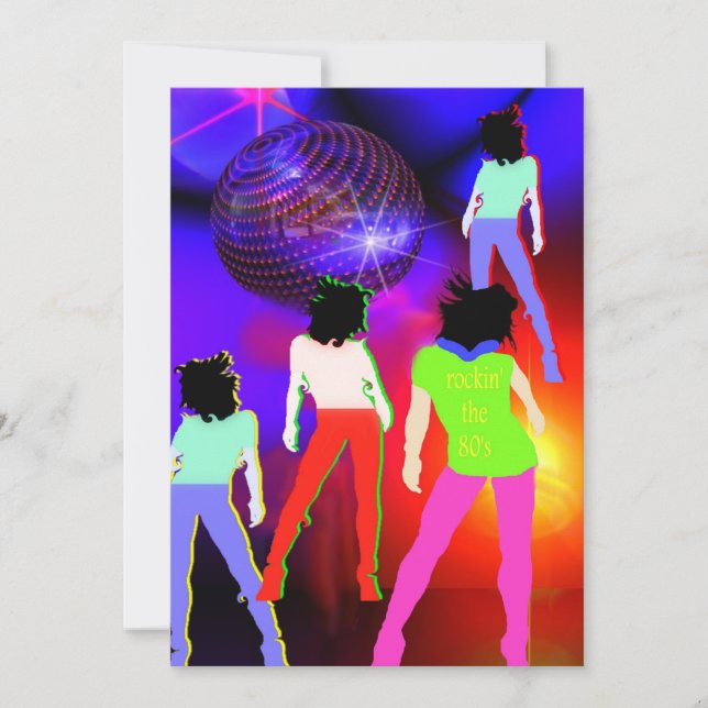 Invitation à la fête à thème des années 80 Disco f (Devant)