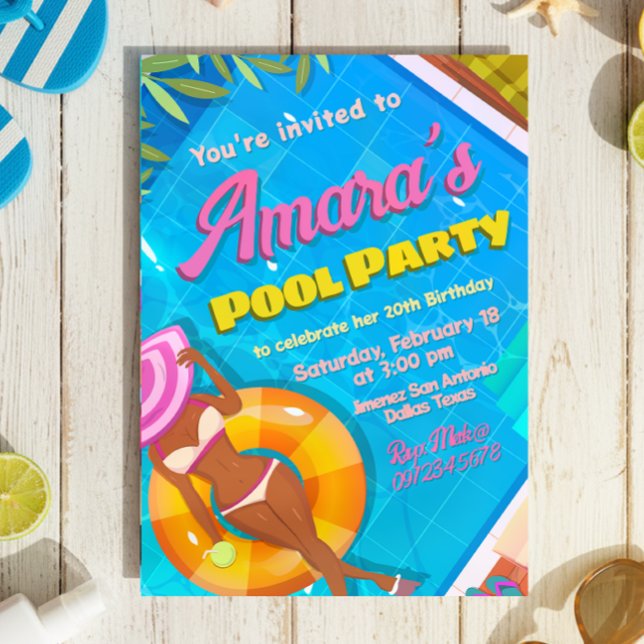 Invitation à la fête au bord de la piscine (Pool Party Invitation)