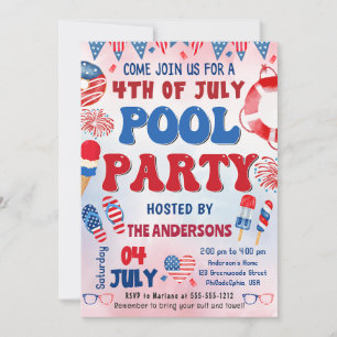 Invitation à la fête au bord de la piscine le 4 ju