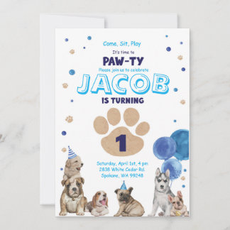 Invitation à la fête canine pour garçons