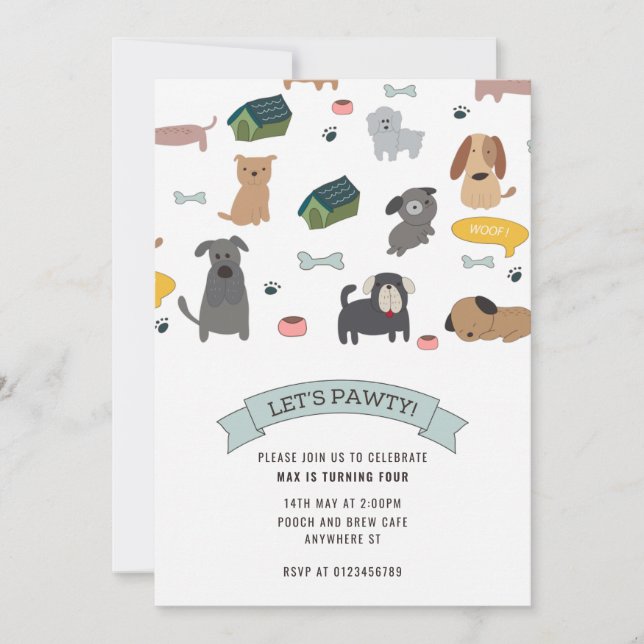 Invitation à la fête canine Puppy Pawty (Devant)