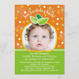 Invitation à la fête Citrouille de Boo Birthday Ba