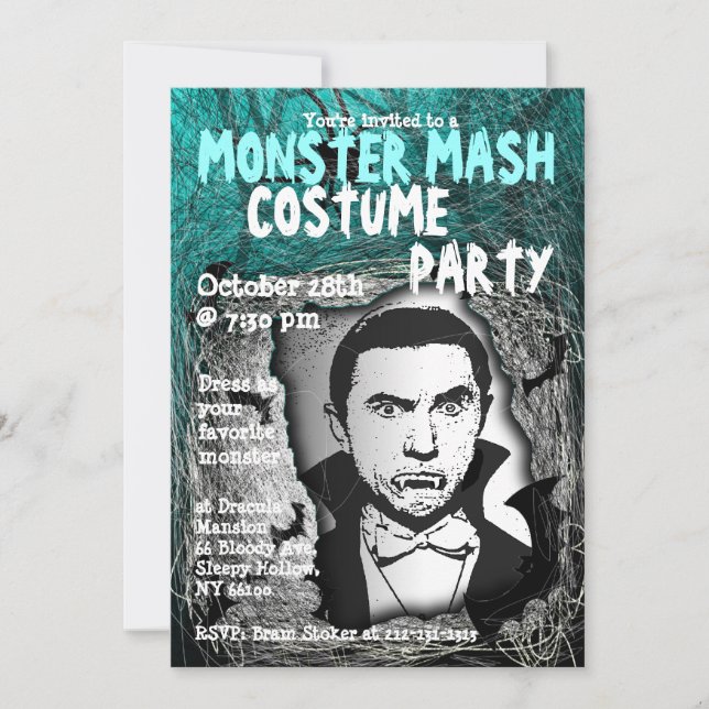 Invitation à la fête costumée de Monster Mash Hall (Devant)