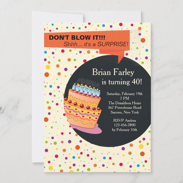 Invitation à la fête d'anniversaire (Devant)