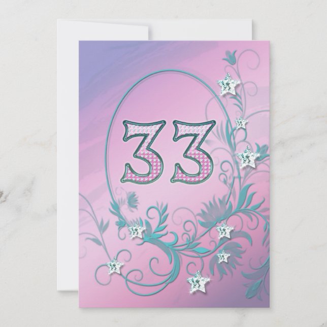 Invitation à la fête d'anniversaire 33 ans (Devant)