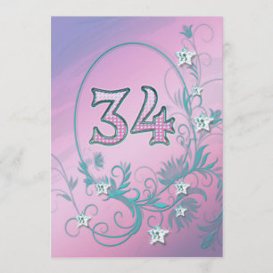 Invitation à la fête d'anniversaire 34 ans