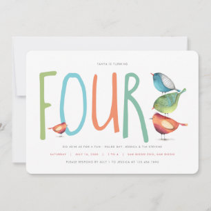 Invitation à la fête d'anniversaire 4 Birdie