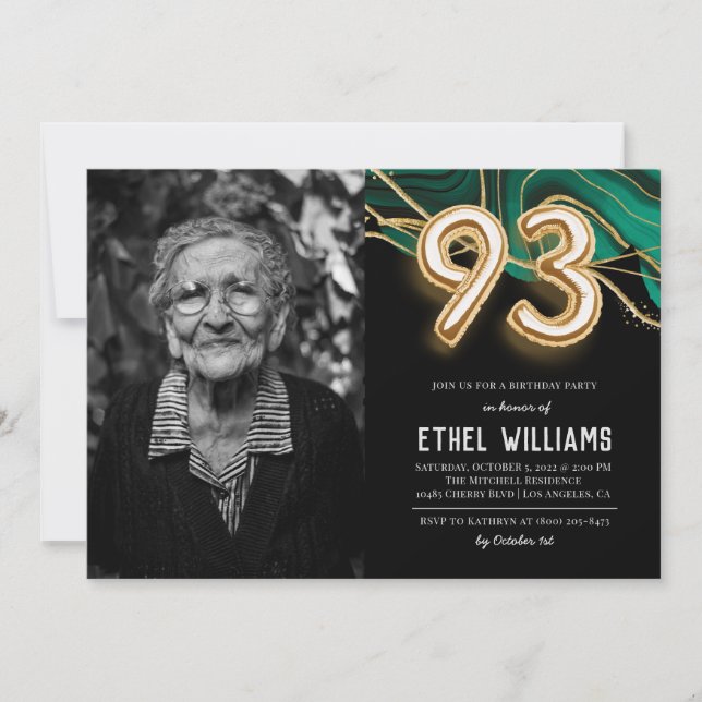 Invitation à la fête d'anniversaire 93 ans (Devant)