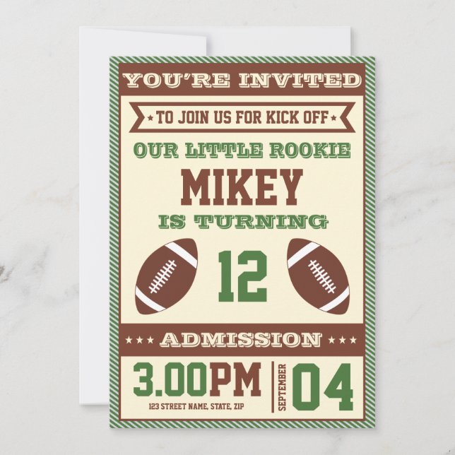 Invitation à la fête d'anniversaire à thème du foo (Devant)