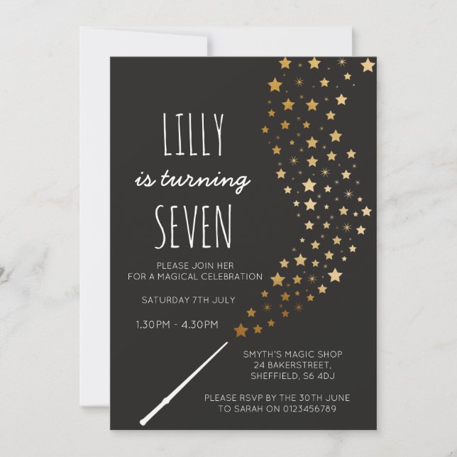 Invitation à la fête d'anniversaire à thème magiqu (Devant)