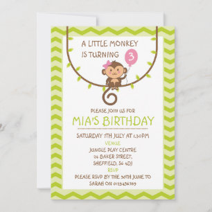 Invitation à la fête d'anniversaire à thème singe