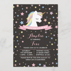 Invitation à la fête d'anniversaire à thème Unicor