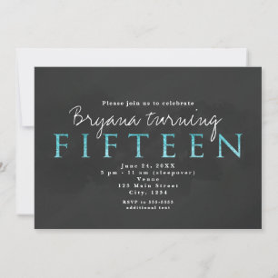 Invitation à la fête d'anniversaire Aqua Blue & Gr