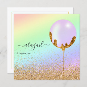 Invitation à la fête d'anniversaire Arc-en-ciel et