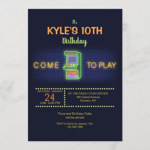 Invitation à la fête d'anniversaire Arcade