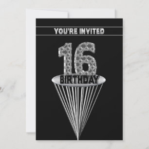 Invitation à la fête d'anniversaire - Argent et No