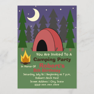 Invitation à la fête d'anniversaire au camping Red