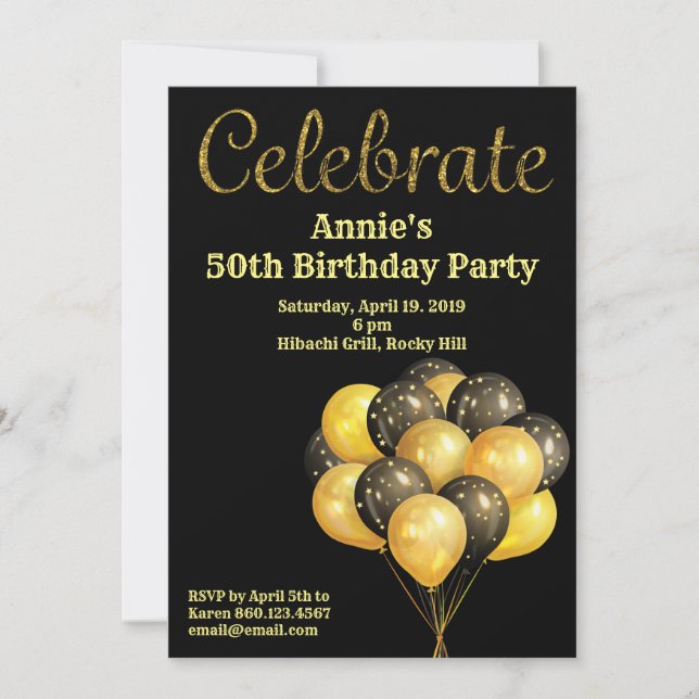 Invitation à la fête d'anniversaire avec des ballo (Devant)