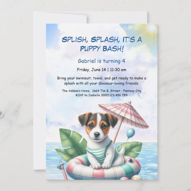 Invitation à la fête d'anniversaire avec piscine S (Devant)