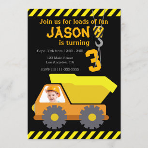 Invitation à la fête d'anniversaire avec un camion