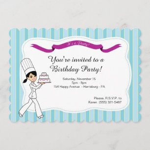 Invitation à la fête d'anniversaire avec un gâteau