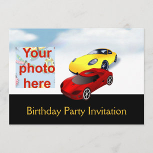 Invitation à la fête d'anniversaire avec voitures 