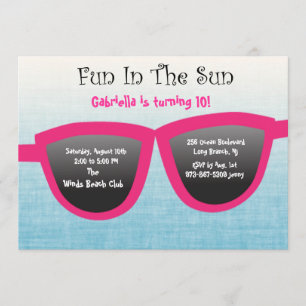 Invitation à la fête d'anniversaire Blue SunGlasse