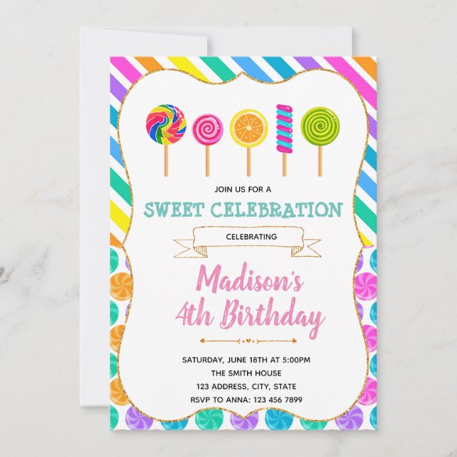 Invitation à la fête d'anniversaire Candy (Devant)