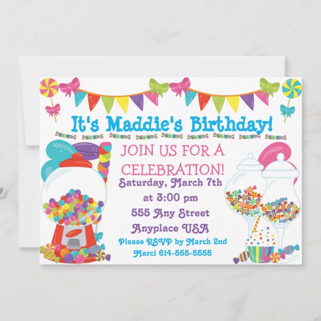 Invitation à la fête d'anniversaire Candy (Devant)