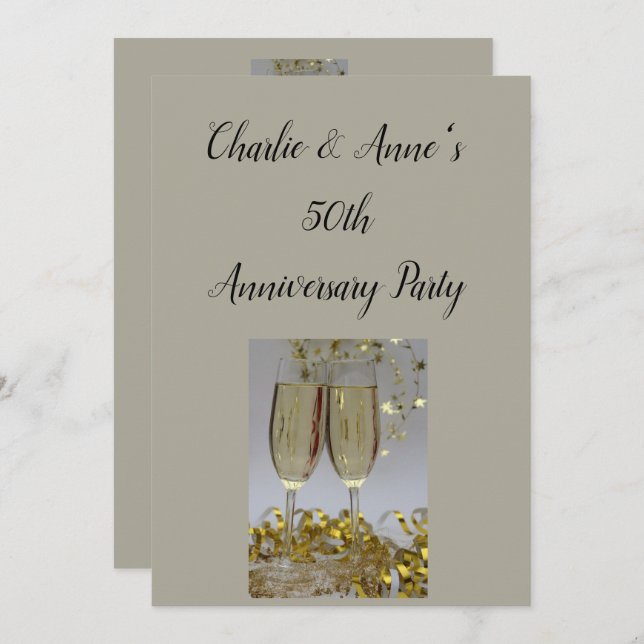 Invitation à la fête d'anniversaire Champagne & St (Devant / Derrière)
