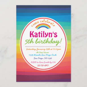 Invitation à la fête d'anniversaire colorée Rainbo