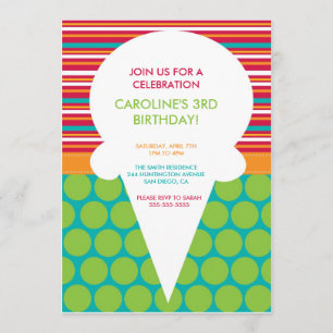 Invitation à la fête d'anniversaire Cone de glace 