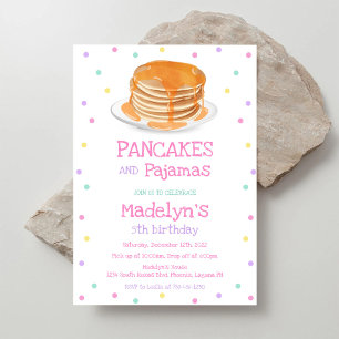 Invitation à la fête d'anniversaire Crêpes et Pyja