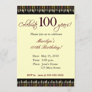 Invitation à la fête d'anniversaire de 100 ans