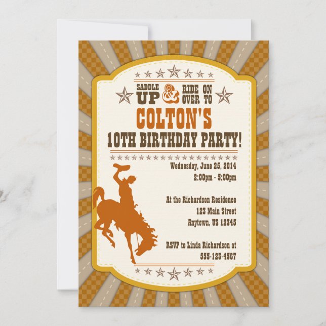 Invitation à la fête d'anniversaire de 10 ans Cowb (Devant)