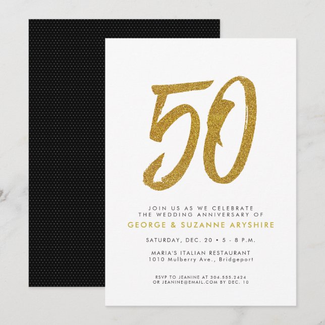 Invitation à la fête d'anniversaire de 50 ans en o (Devant / Derrière)
