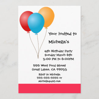 Invitation à la fête d'anniversaire de Ballon