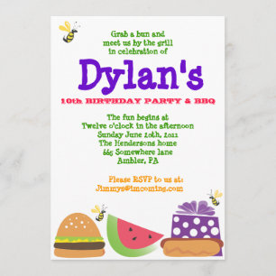 Invitation à la fête d'anniversaire de Bar-B-Que B