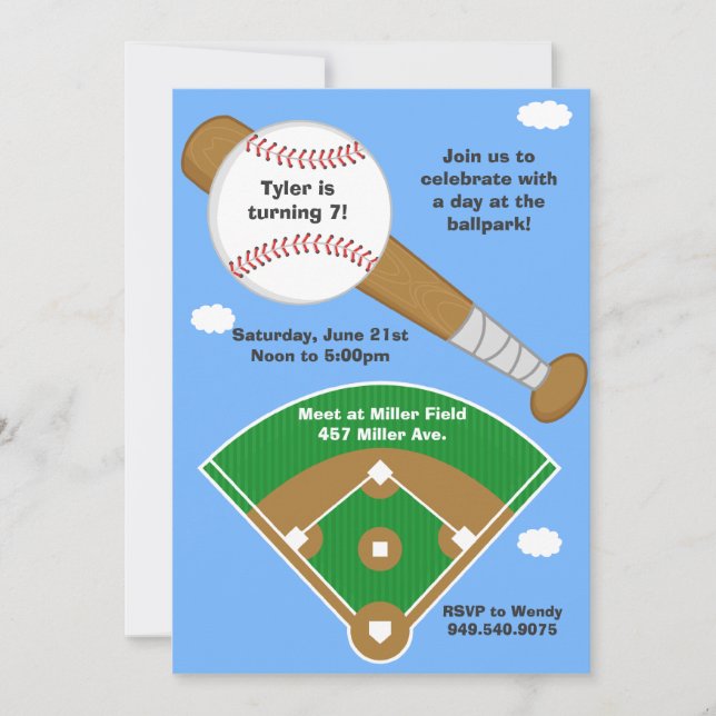 Invitation à la fête d'anniversaire de baseball (Devant)