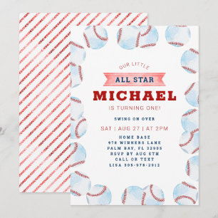 Invitation à la fête d'anniversaire de baseball ét
