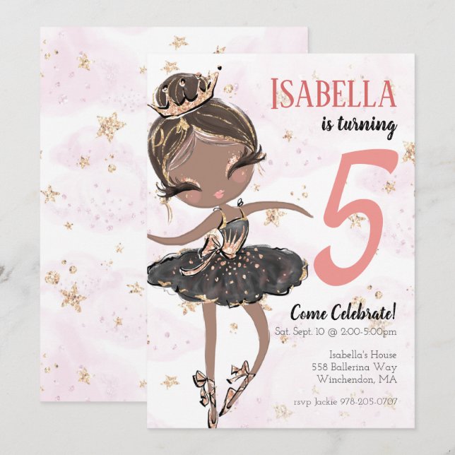 Invitation à la fête d'anniversaire de Black Balle (Devant / Derrière)