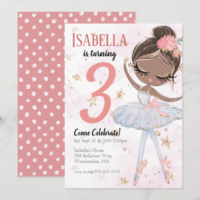 Invitation à la fête d'anniversaire de Black Balle (Devant / Derrière)